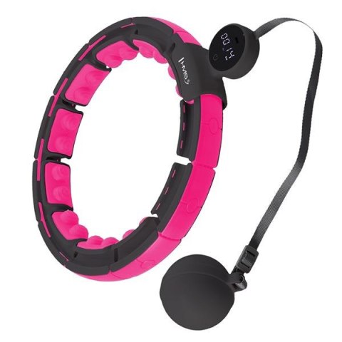 HHM16 HULA HOP BLACK/PINK Z MAGNESAMI I OBCIĄŻNIKIEM + LICZNIK HMS