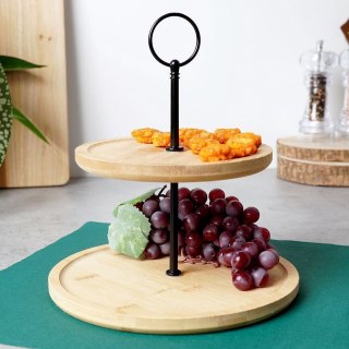 Grupa Orion Sp. z o.o. Patera 2-Piętrowa Bambusowa Drewniana Dekoracyjna EXCELLENT HOUSEWARE 24 cm