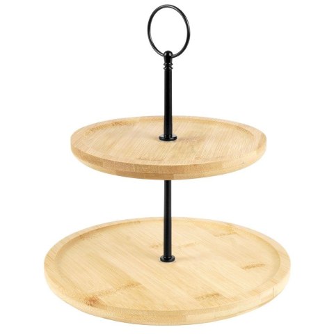 Grupa Orion Sp. z o.o. Patera 2-Piętrowa Bambusowa Drewniana Dekoracyjna EXCELLENT HOUSEWARE 24 cm