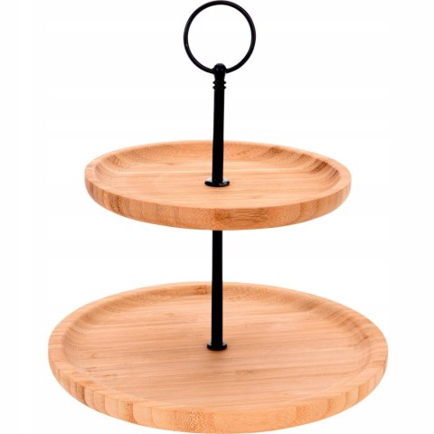 Grupa Orion Sp. z o.o. Patera 2-Piętrowa Bambusowa Drewniana Dekoracyjna EXCELLENT HOUSEWARE 24 cm