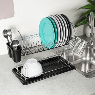 Grupa Orion Sp. z o.o. Suszarka do Naczyń na Talerze Sztućce 2-poziomowa Czarna NAVA 50x23,5x36 cm