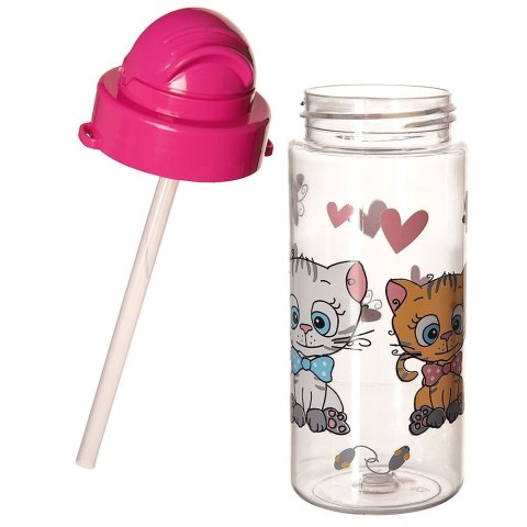 Grupa Orion Sp. z o.o. Butelka Bidon dla Dziecka Dziecięca Tritan Kotek ze Słomką ORION 490 ml