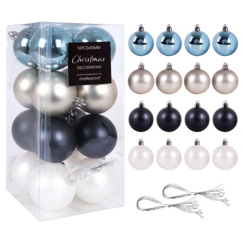 Grupa Orion Sp. z o.o. Bombki Choinkowe VILDE Niebieskie 5 cm Zestaw 16 szt. Nietłukące Matowe