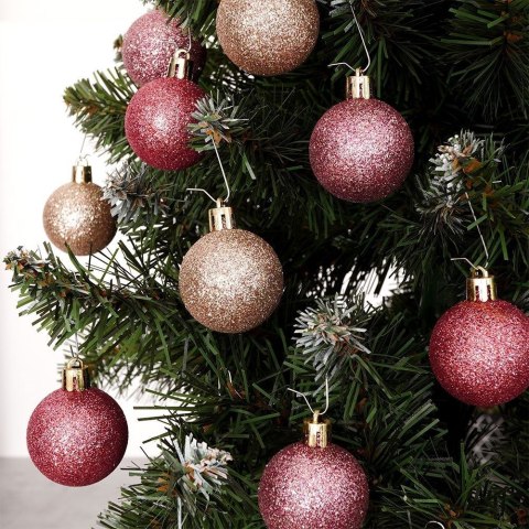 Grupa Orion Sp. z o.o. Bombki Choinkowe VILDE Różowe 4 cm Zestaw 9 szt. Nietłukące Brokatowe