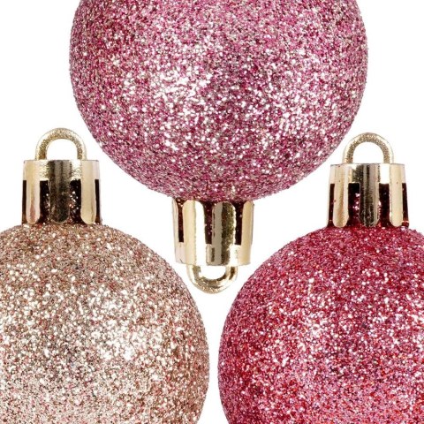 Grupa Orion Sp. z o.o. Bombki Choinkowe VILDE Różowe 4 cm Zestaw 9 szt. Nietłukące Brokatowe