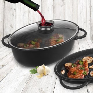 Grupa Orion Sp. z o.o. Brytfanna Granitowa 3w1 z Pokrywką Patelnią Grillową Solidna ORION 10 l