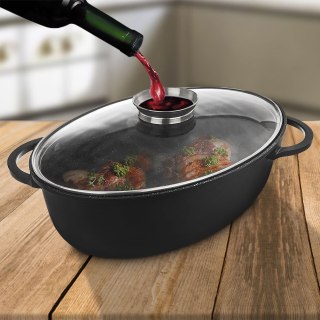 Grupa Orion Sp. z o.o. Brytfanna granitowa z pokrywką owalna GRANDE 8 l, 45x27,5 cm