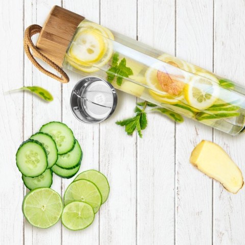 Grupa Orion Sp. z o.o. Butelka na Wodę Napoje Szklana z Sitkiem Fitrowanie Szczelna ORION 450 ml