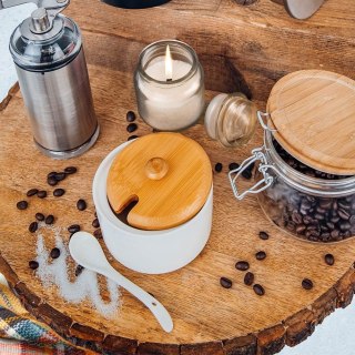 Grupa Orion Sp. z o.o. Cukierniczka Cukiernica z Pokrywką Łyżeczką Porcelanowa Biała ORION 10 cm