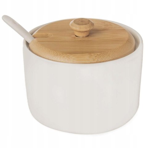 Grupa Orion Sp. z o.o. Cukierniczka Cukiernica z Pokrywką Łyżeczką Porcelanowa Biała ORION 10 cm
