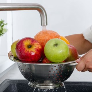 Grupa Orion Sp. z o.o. Cedzak Kuchenny Stalowy ORION 24 cm Miska z Uchwytami na Makaron i Warzywa