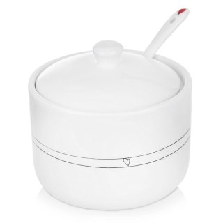 Grupa Orion Sp. z o.o. Cukierniczka z Łyżeczką Ceramiczna Biała Ozdobna Dekoracyjna ORION 300 ml