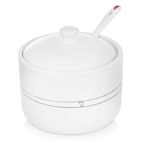 Grupa Orion Sp. z o.o. Cukierniczka z Łyżeczką Ceramiczna Biała Ozdobna Dekoracyjna ORION 300 ml