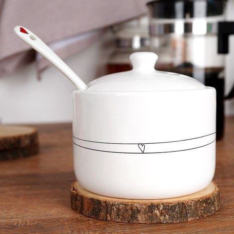 Grupa Orion Sp. z o.o. Cukierniczka z Łyżeczką Ceramiczna Biała Ozdobna Dekoracyjna ORION 300 ml