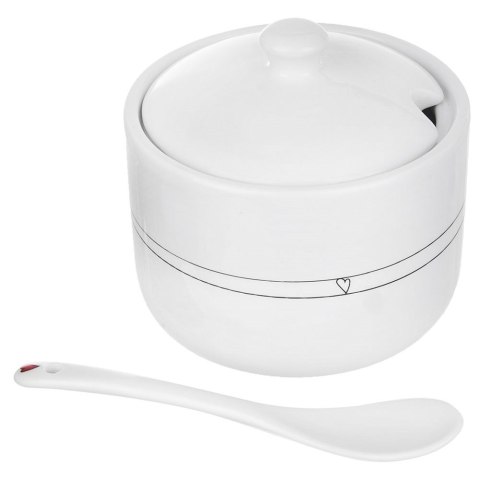Grupa Orion Sp. z o.o. Cukierniczka z Łyżeczką Ceramiczna Biała Ozdobna Dekoracyjna ORION 300 ml