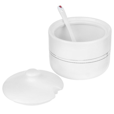 Grupa Orion Sp. z o.o. Cukierniczka z Łyżeczką Ceramiczna Biała Ozdobna Dekoracyjna ORION 300 ml