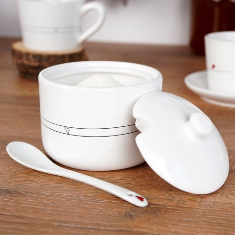 Grupa Orion Sp. z o.o. Cukierniczka z Łyżeczką Ceramiczna Biała Ozdobna Dekoracyjna ORION 300 ml