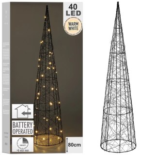 Vilde Choinka świecąca stożek czarna 40 LED 80 cm