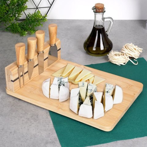 Grupa Orion Sp. z o.o. Zestaw Deska do Serów z Nożami Bambusowa Ekologiczna ORION 5 el.