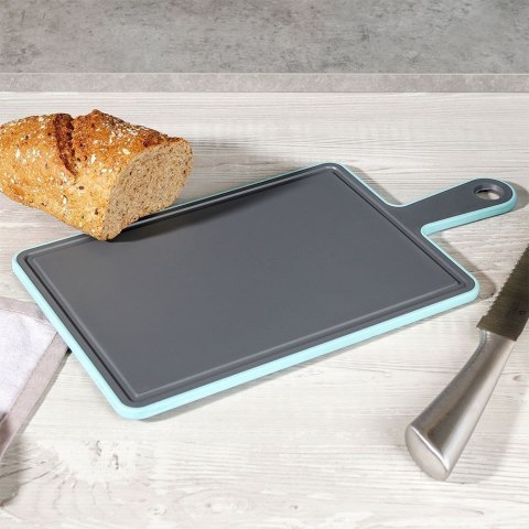 Grupa Orion Sp. z o.o. Deska Plastikowa ORION 36,5x19 cm Szara z Rowkiem i Uchem do Krojenia