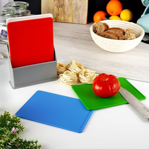 Grupa Orion Sp. z o.o. Deski do Krojenia Plastikowe ze Stojakiem 20x15 cm 4 szt.
