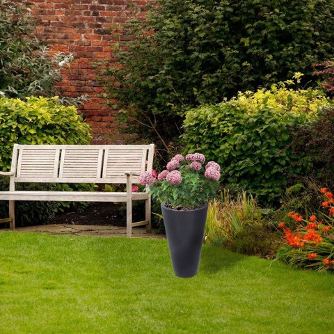 Grupa Orion Sp. z o.o. Doniczka Ogrodowa Zewnętrzna Plastikowa Szara Okrągła Solidna VILDE 28x45cm