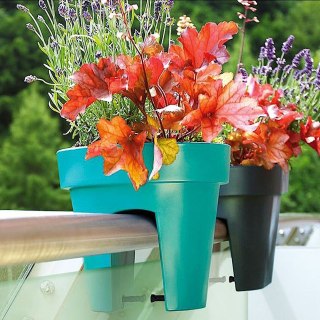 Grupa Orion Sp. z o.o. Doniczka Balkonowa Plastikowa VILDE 28 cm Czarna Zawieszana na Poręcz