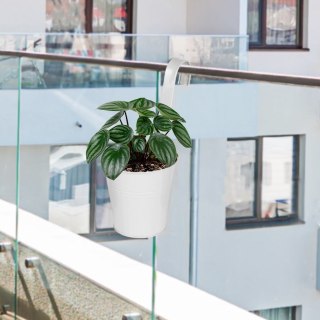 Grupa Orion Sp. z o.o. Doniczka osłonka metalowa balkonowa tarasowa zawieszana wieszak na doniczkę biała