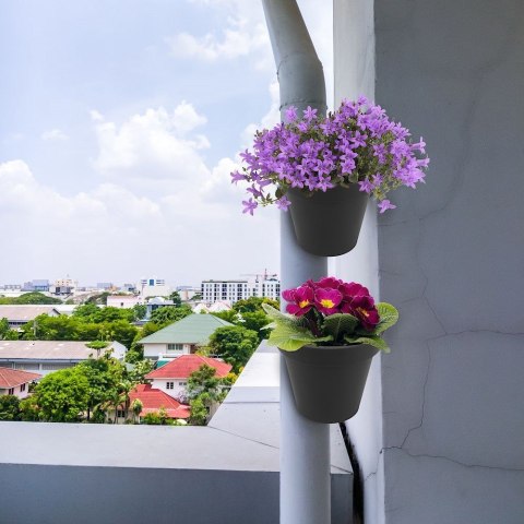 Grupa Orion Sp. z o.o. Doniczka na Rynnę Zawieszana VILDE 24 cm Czarna z Odpływem do 10 cm