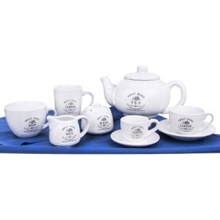 Grupa Orion Sp. z o.o. Dzbanek ceramiczny do kawy herbaty z pokrywką uchwytem biały retro SWEET HOME 1,8 l