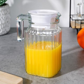 Grupa Orion Sp. z o.o. Dzbanek Szklany z Pokrywką VILDE 650 ml Ryflowany Kompaktowy do Napojów