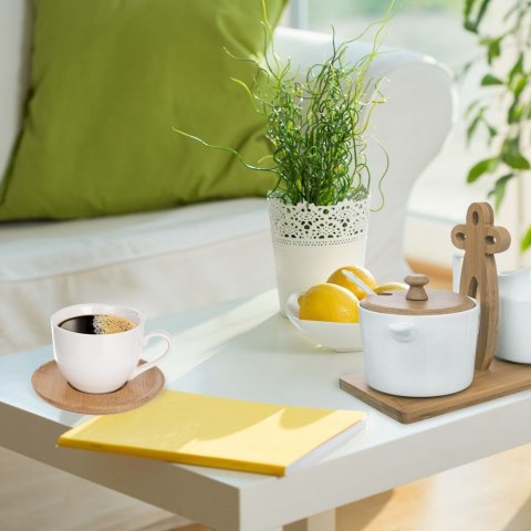 Grupa Orion Sp. z o.o. Zestaw Filiżanek z Podstawkami Porcelanowe Małe Białe 6 szt. ORION 100 ml