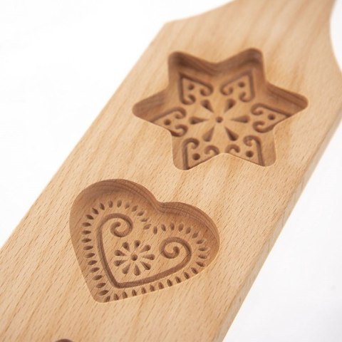 Grupa Orion Sp. z o.o. Forma do Ciastek Świątecznych Drewniana z Wzorem ORION 35x8 cm