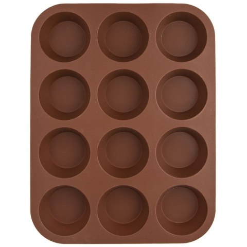 Grupa Orion Sp. z o.o. Forma do 12 Muffinek Babeczek Silikonowa Brązowa Solidna ORION 32,5 x 25 cm
