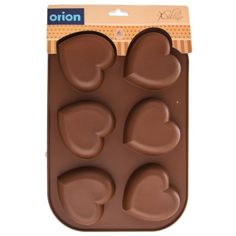 Grupa Orion Sp. z o.o. Forma do Muffinek Silikonowa Pomarańczowa Serce Solidna ORION 30 x 20,5 cm