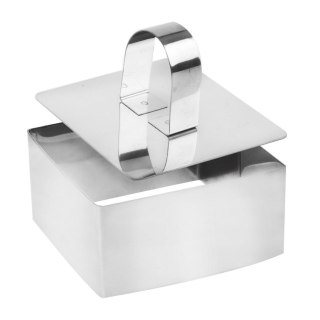 Grupa Orion Sp. z o.o. Pierścień do Formowania Potraw Kwadrat 8 cm ORION Stalowy z Tłokiem do Ryżu