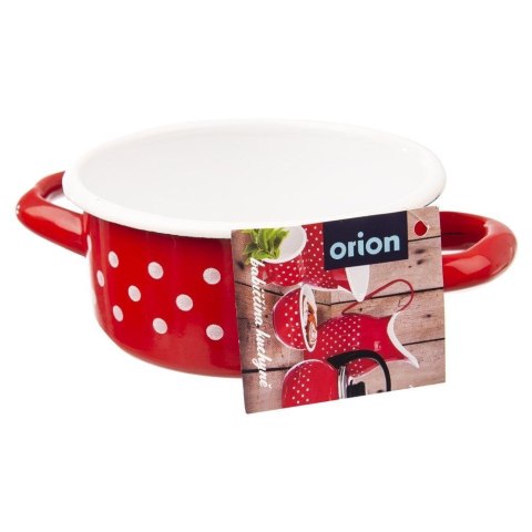 Grupa Orion Sp. z o.o. Garnek Emaliowany w Grochy Czerwony Solidny Trwały Indykcja ORION 600 ml