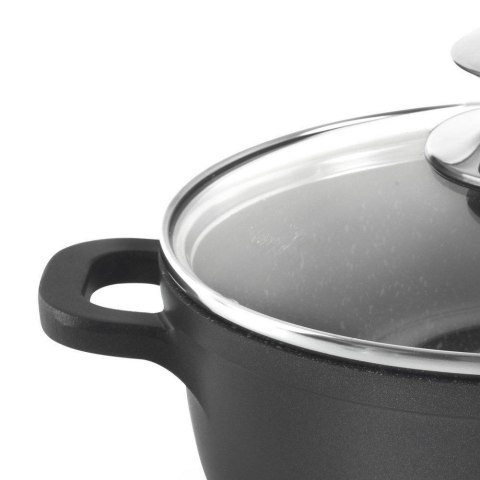 Grupa Orion Sp. z o.o. Garnek Granitowy ze Szklaną Pokrywką Grande 24 cm 4 L