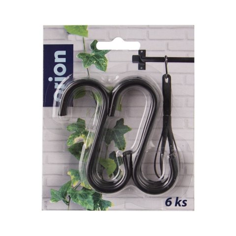 Grupa Orion Sp. z o.o. Haczyki na Reling ORION RADKA Czarne 6 szt. 7,5 cm Loft Kuchnia