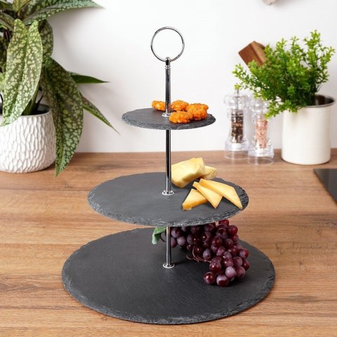 Grupa Orion Sp. z o.o. Patera Kamienna Czarna 3-piętrowa EXCELLENT HOUSEWARE 31 cm