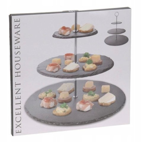 Grupa Orion Sp. z o.o. Patera Kamienna Czarna 3-piętrowa EXCELLENT HOUSEWARE 31 cm