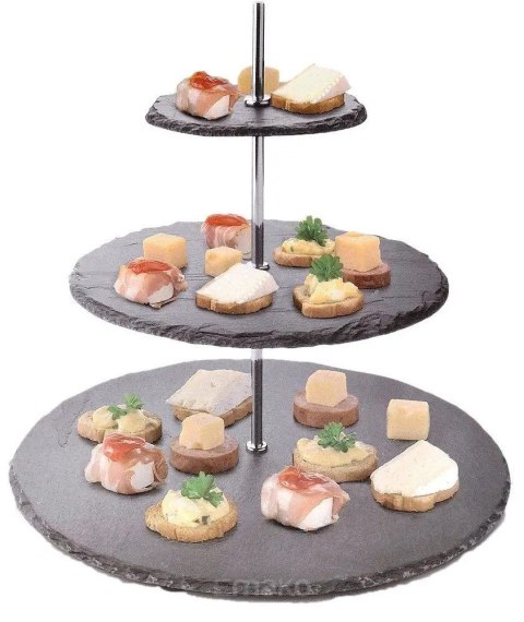 Grupa Orion Sp. z o.o. Patera Kamienna Czarna 3-piętrowa EXCELLENT HOUSEWARE 31 cm