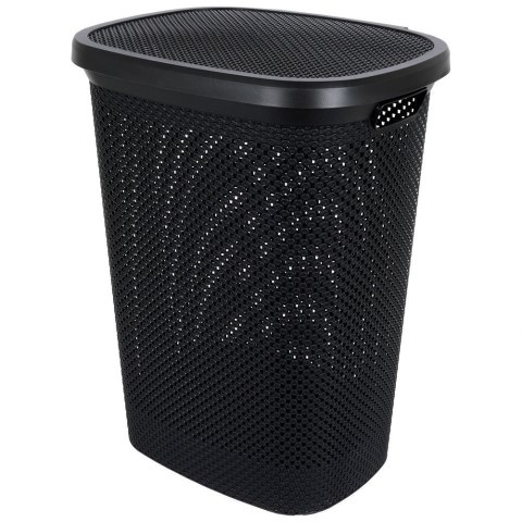 Grupa Orion Sp. z o.o. Kosz na Pranie Ubrania Łazienkowy Plastikowy Czarny BATHROOM SOLUTIONS 60 L
