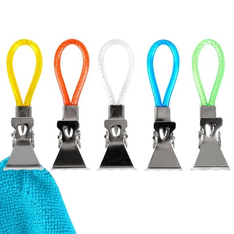 Grupa Orion Sp. z o.o. Klipsy na Ręczniki ORION 5 szt. Metal Tworzywo Mix Kolorów Uniwersalne