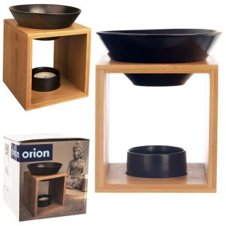 Grupa Orion Sp. z o.o. Elegancki Dekoracyjny Kominek Zapachowy Bambusowy Porcelanowy Czarny 14 cm