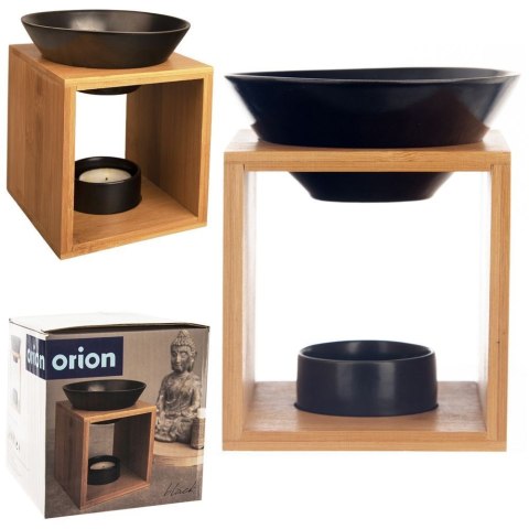 Grupa Orion Sp. z o.o. Elegancki Dekoracyjny Kominek Zapachowy Bambusowy Porcelanowy Czarny 14 cm