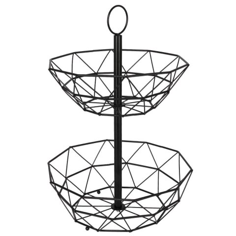 Grupa Orion Sp. z o.o. Koszyk na Owoce Warzywa 2-Poziomowy Metalowy Czarny Solidny VILDE 43 x 30cm