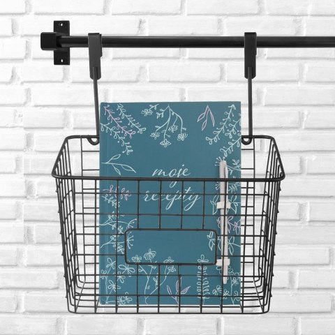 Grupa Orion Sp. z o.o. Koszyk Zawieszany na Drzwi Szafki Metalowy Czarny Radka 25x16x30 cm