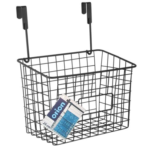 Grupa Orion Sp. z o.o. Koszyk Zawieszany na Drzwi Szafki Metalowy Czarny Radka 25x16x30 cm