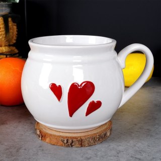 Grupa Orion Sp. z o.o. Kubek Ceramiczny na Kawę Herbatę Serce Duży Pojemny Biały ORION 800 ml